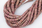 Rhodonite- High Quality in Roundel, 6mm, 8mm- Full 15.5 Inch Strand-15.5 inch Strand Smooth Gemstone Beads