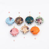 18K Gold PVD Ceramic Sea Shell Charm Colorful ceramic clam oyster shell charms hmade painted porcelain vintage - Tarnish Resistant