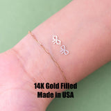 NEW Bow Ribbon Connector Permanent Jewelry Connector or Charm - 14kt gold filled or Sterling Silver - Made in the USA