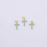 Turquoise small cross Charm 18K Gold PVD charms - Tarnish Resistant LLL