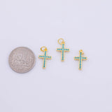 Turquoise small cross Charm 18K Gold PVD charms - Tarnish Resistant LLL