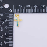 Turquoise small cross Charm 18K Gold PVD charms - Tarnish Resistant LLL