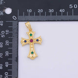 Multicolored Cross 20X30MM Charm 18K Gold PVD charms - Tarnish Resistant LLL