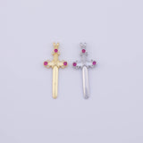 Cross Ruby 8x12mm Charm 18K Gold pvd charms - Tarnish Resistant LLL