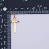 Cross Ruby 8x12mm Charm 18K Gold PVD charms - Tarnish Resistant LLL