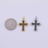 Cross black 8x12mm Charm 18K Gold PVD charms - Tarnish Resistant LLL