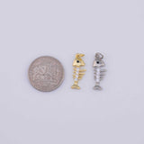 Fish skeleton Charm 18K Gold PVD charms - Tarnish Resistant LLL