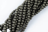 Natural Pyrite Full Strands-15.5 inches- Nice Size Hole-Polished Plain Round- 8mm, 10mm, 12mm- A quality A Quality Smooth