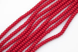 5x8mm Crystal Smooth Roundel 1 or 2 or 5 or 10 STRANDS- 16 Inch Strand- Medium Maroon Red