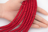 5x8mm Crystal Smooth Roundel 1 or 2 or 5 or 10 STRANDS- 16 Inch Strand- Medium Maroon Red
