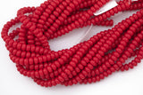 5x8mm Crystal Smooth Roundel 1 or 2 or 5 or 10 STRANDS- 16 Inch Strand- Medium Maroon Red