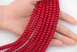 5x8mm Crystal Smooth Roundel 1 or 2 or 5 or 10 STRANDS- 16 Inch Strand- Medium Maroon Red