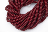 5x8mm Crystal Smooth Roundel 1 or 2 or 5 or 10 STRANDS- 16 Inch Strand- Maroon Red