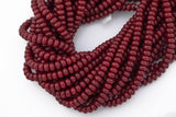 5x8mm Crystal Smooth Roundel 1 or 2 or 5 or 10 STRANDS- 16 Inch Strand- Maroon Red