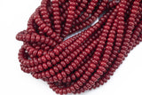 5x8mm Crystal Smooth Roundel 1 or 2 or 5 or 10 STRANDS- 16 Inch Strand- Maroon Red