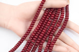 5x8mm Crystal Smooth Roundel 1 or 2 or 5 or 10 STRANDS- 16 Inch Strand- Maroon Red