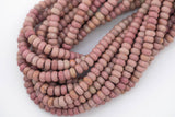 Rhodonite- High Quality in Roundel, 6mm, 8mm- Full 15.5 Inch Strand-15.5 inch Strand Smooth Gemstone Beads
