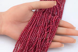 Ruby Cubic Zirconia Zircon - Beads Full Strands-15.5 inches- 3mm- Nice Size Hole- Diamond Cutting-Nice and Sparkly-Faceted Cube