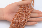 Champagne Cubic Zirconia Zircon - Beads Full Strands-15.5 inches- 3mm- Nice Size Hole- Diamond Cutting-Nice and Sparkly-Faceted Cube