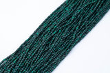 Natural Dark Malachite Faceted Cube Beads Size 3mm 15.5" Strand