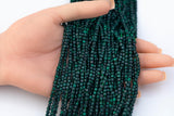 Natural Dark Malachite Faceted Cube Beads Size 3mm 15.5" Strand