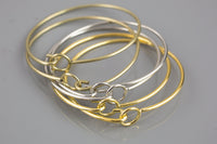 5 PCS Bangle Loop and Clasp Bangle Bracelet - Gold, Silver, or Antique Brass Plated - Charm Bracelet