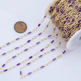 PVD Opal Enamel Chain for Permanent Jewelry by Yard, PVD Stainless Plating Wholesale bulk Roll Chain Jewelry