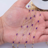 PVD Opal Enamel Chain for Permanent Jewelry by Yard, PVD Stainless Plating Wholesale bulk Roll Chain Jewelry