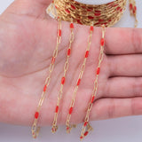 PVD Opal Enamel Chain for Permanent Jewelry by Yard, PVD Stainless Plating Wholesale bulk Roll Chain Jewelry