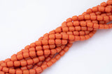 8x10mm Crystal Barrel -2 or 5 or 10 STRANDS- 16 Inch Strand- Coral Orange
