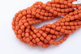 8x10mm Crystal Barrel -2 or 5 or 10 STRANDS- 16 Inch Strand- Coral Orange