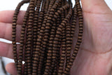 Wood Roundel Shape Beads 4mm- 15 inches per strand