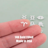 14KGF Zodiac Horoscope Connectors 6x8mm 14kt Gold Filled Zodiac Connectors Bracelet Letter Charm Permanent Jewelry Supplies