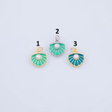 18K Gold PVD Sea shell clam shell pearl enamel charms - Tarnish Resistant JJJ