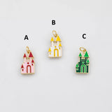 18K Gold pvd Castle Charm 9X17mm s Gold Charms - Tarnish Resistant