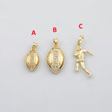 18K Gold pvd Football sports charm s Charms - Tarnish Resistant