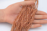 Champagne Cubic Zirconia Zircon - Beads Full Strands-15.5 inches- 3mm- Nice Size Hole- Diamond Cutting-Nice and Sparkly-Faceted Cube