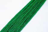Emerald Cubic Zirconia Zircon - Beads Full Strands-15.5 inches- 3mm- Nice Size Hole- Diamond Cutting-Nice and Sparkly-Faceted Cube