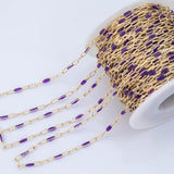 PVD Opal Enamel Chain for Permanent Jewelry by Yard, PVD Stainless Plating Wholesale bulk Roll Chain Jewelry