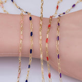 pvd Opal Enamel Chain for Permanent Jewelry by Yard, pvd Stainless Plating Wholesale bulk Roll Chain Jewelry