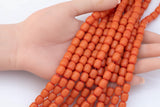 8x10mm Crystal Barrel -2 or 5 or 10 STRANDS- 16 Inch Strand- Coral Orange