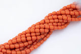 8x10mm Crystal Barrel -2 or 5 or 10 STRANDS- 16 Inch Strand- Coral Orange