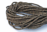 Wood Heishi Shape Beads 4mm- 15 inches per strand