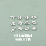 14KGF Zodiac Horoscope Connectors 6x8mm 14kt Gold Filled Zodiac Connectors Bracelet Letter Charm Permanent Jewelry Supplies