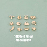 14KGF Zodiac Horoscope Connectors 6x8mm 14kt Gold Filled Zodiac Connectors Bracelet Letter Charm Permanent Jewelry Supplies