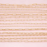 Paperclip chain selection 18k gold filled unfinished loose chain for bracelets and necklaces charm bar chain by the yard