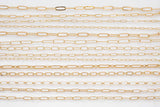 Paperclip chain selection 18k gold filled unfinished loose chain for bracelets and necklaces charm bar chain by the yard