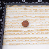 Paperclip chain selection 18k gold filled unfinished loose chain for bracelets and necklaces charm bar chain by the yard