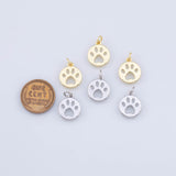 18K Gold PVD Paws charm dog paw pet charms - Tarnish Resistant JJJ