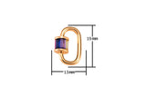 18k Gold Oval With Multi Color CZ Carabiner Clasp Diamond CZ Oval Cubic - 13x19mm- 1 pc per order